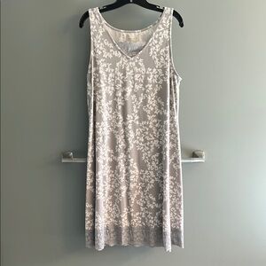 Gray and White Floral Sleeveless Dress